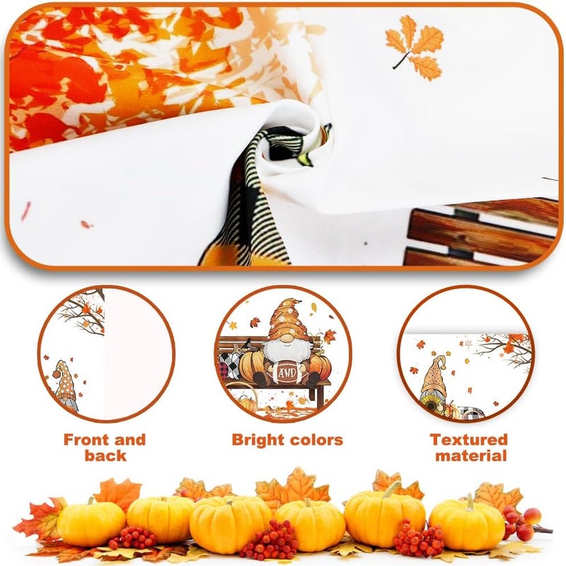 Finphoon Fall Kitchen Valances for Windows, Gnome Pumpkin Leaves Window Valances 54x18, Autumn Thanksgiving Farmhouse Rod Pocket Valance Curtains for Living Room Bedroom - Image 3